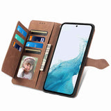 For-Samsung-Galaxy-A36-5G-Embossed-Flower-Zipper-Leather-Phone-Case(Brown)