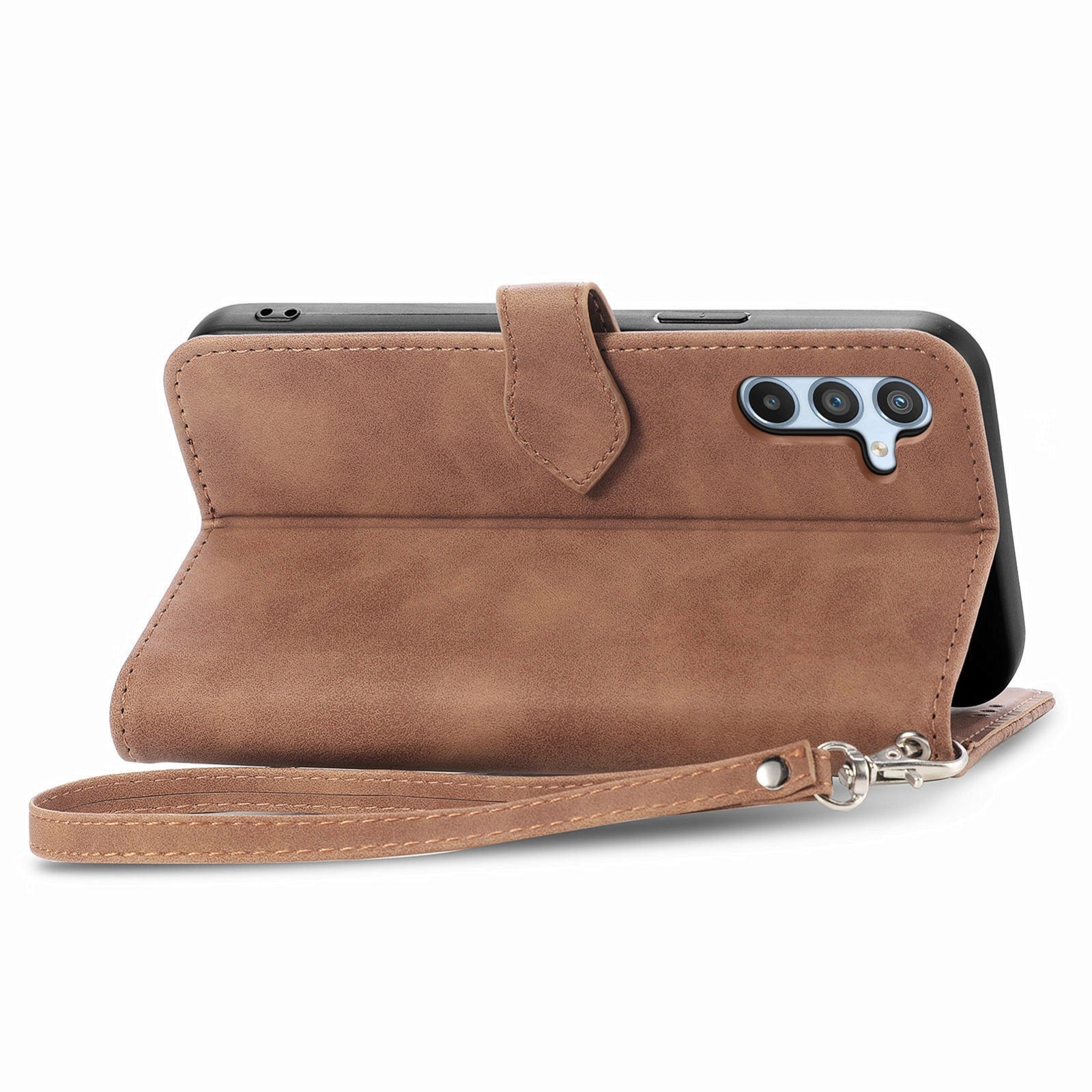 For-Samsung-Galaxy-A36-5G-Embossed-Flower-Zipper-Leather-Phone-Case(Brown)