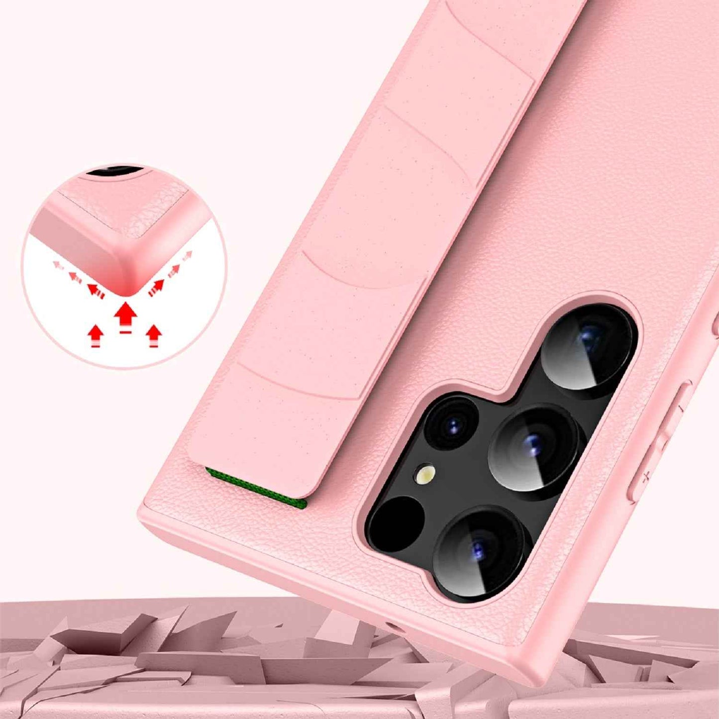 For-Samsung-Galaxy-S24-5G-Skin-Elastic-Wrist-Grip-Back-Cover-Phone-Case(Purple)