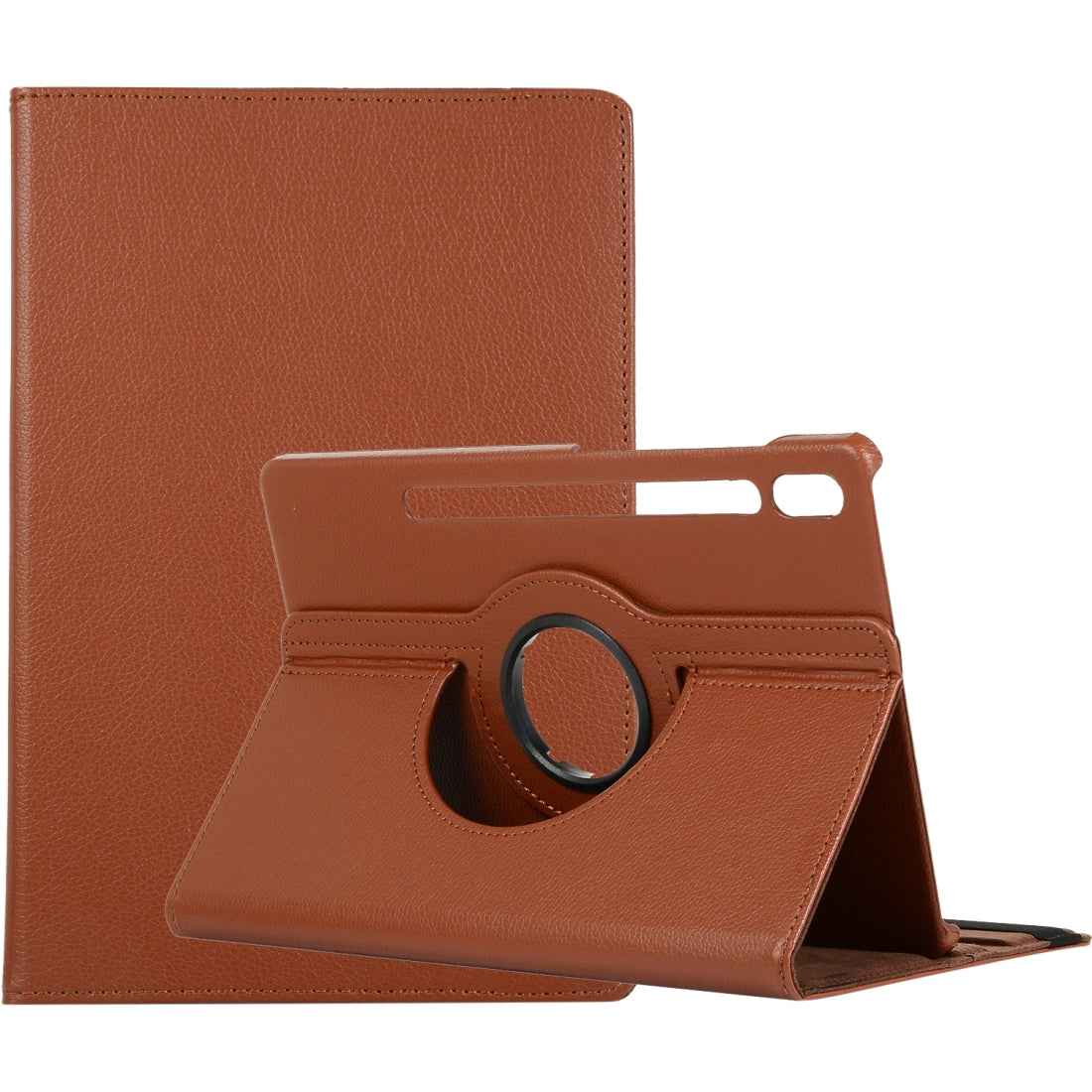 For-Samsung-Galaxy-Tab-S7-T870-2020-/-Tab-S8-Litchi-Texture-Horizontal-Flip-360-Degrees-Rotation-Leather-Case-with-Holder(Brown)