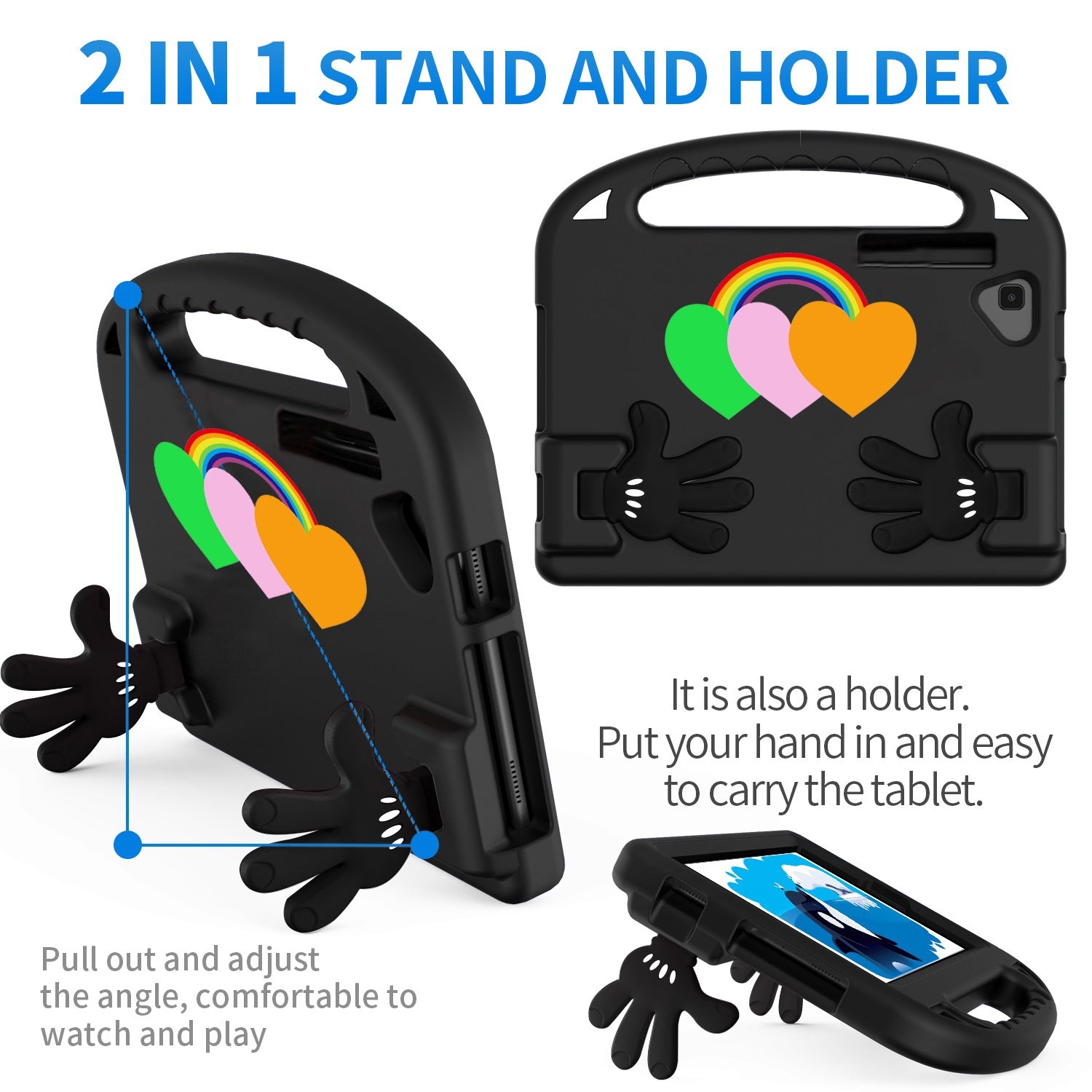 For-Samsung-Tab-S6-Lite-Love-Small-Palm-Holder-EVA-Tablet-Case(Black)