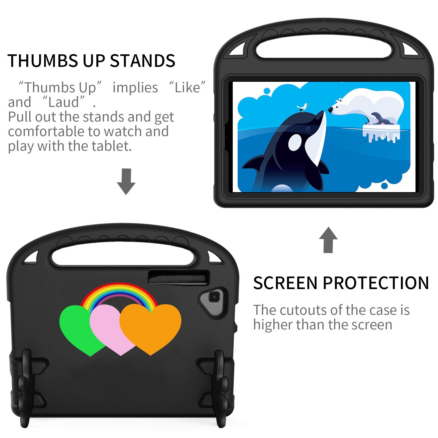 For-Samsung-Tab-S6-Lite-Love-Small-Palm-Holder-EVA-Tablet-Case(Black)
