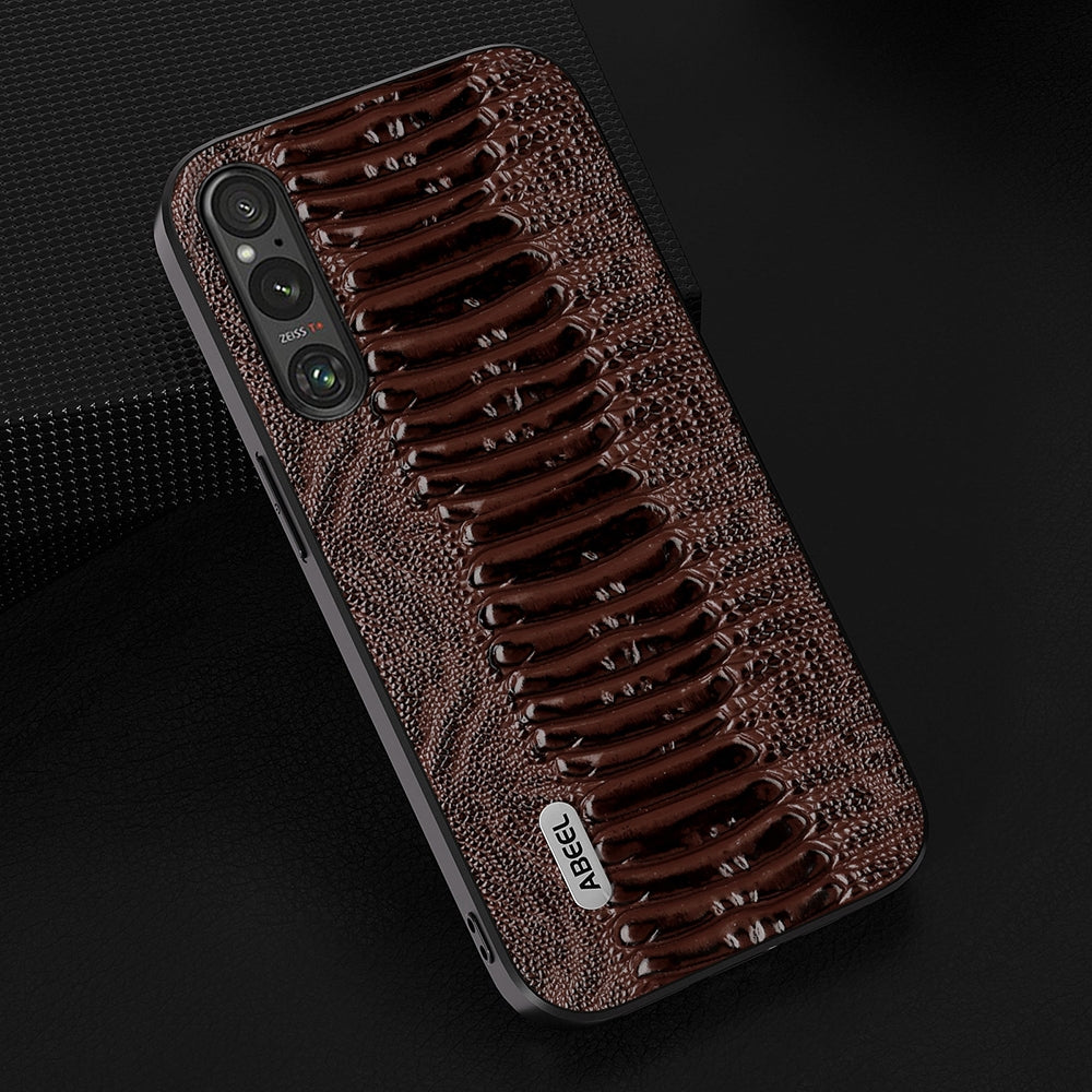 For-Sony-Xperia-1-V-ABEEL-Genuine-Leather-Weilai-Series-Phone-Case(Coffee)