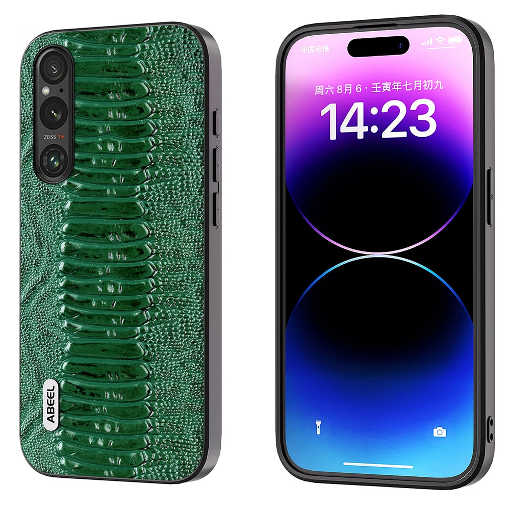 For-Sony-Xperia-1-V-ABEEL-Genuine-Leather-Weilai-Series-Phone-Case(Green)