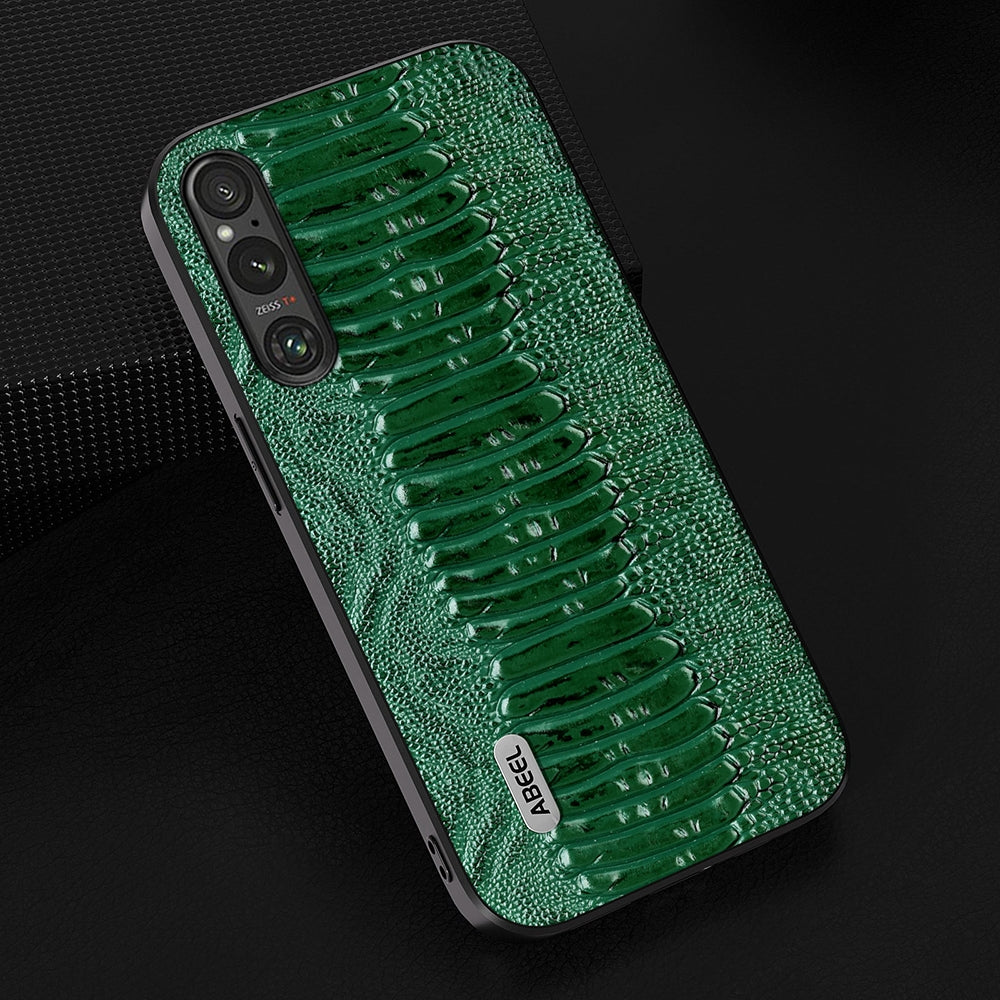 For-Sony-Xperia-1-V-ABEEL-Genuine-Leather-Weilai-Series-Phone-Case(Green)