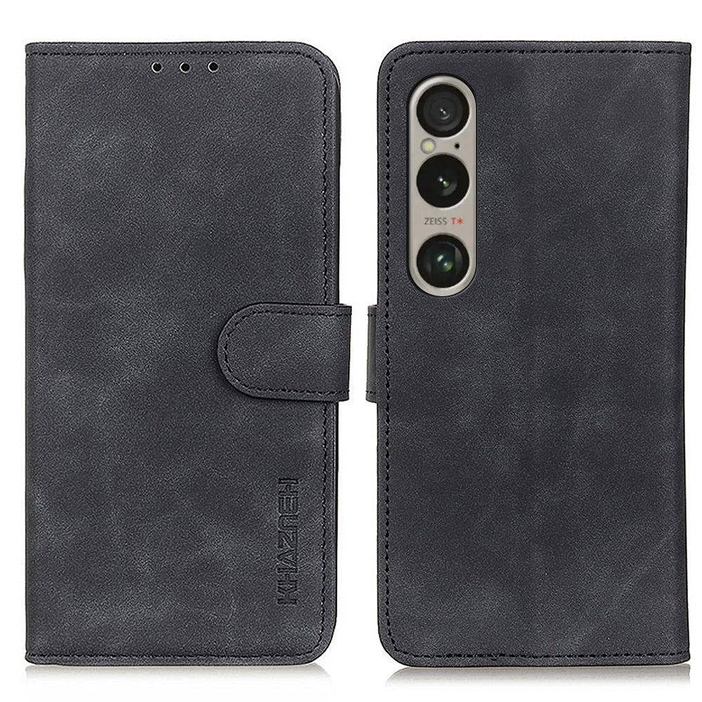 For-Sony-Xperia-1-VI-KHAZNEH-Retro-Texture-Horizontal-Flip-Leather-Phone-Case(Black)