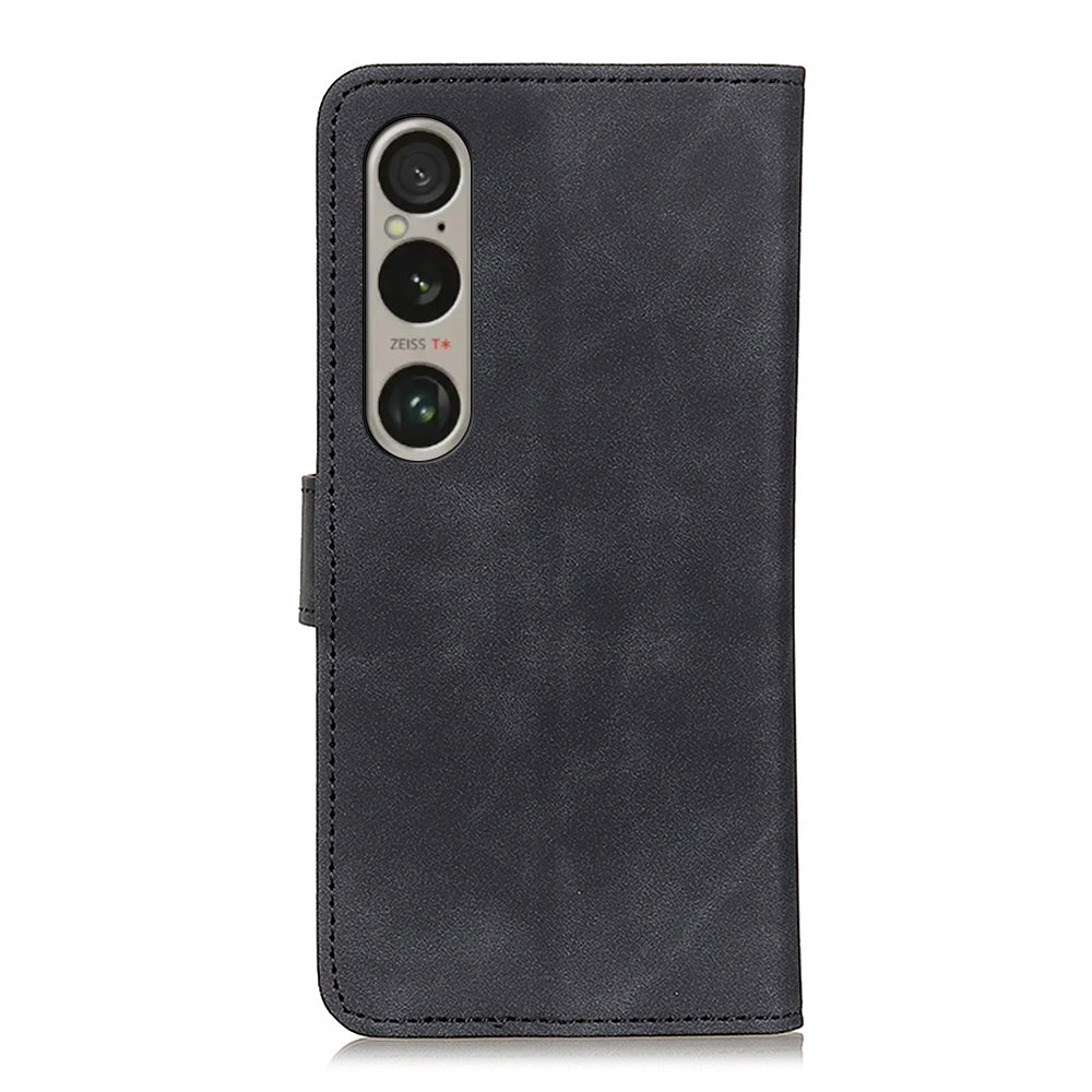 For-Sony-Xperia-1-VI-KHAZNEH-Retro-Texture-Horizontal-Flip-Leather-Phone-Case(Black)