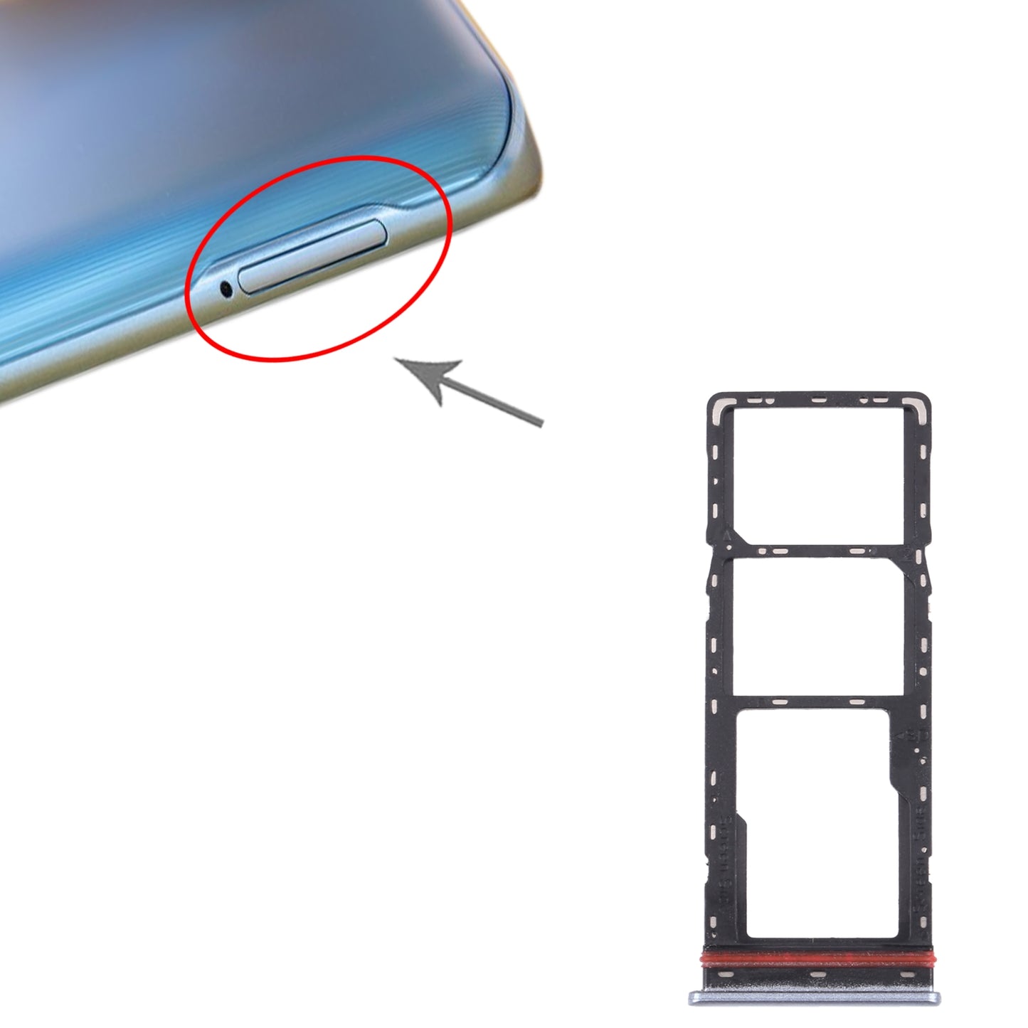 For-Tecno-Camon-17P-CG7-SIM-Card-Tray-+-SIM-Card-Tray-+-Micro-SD-Card-Tray-(Silver)
