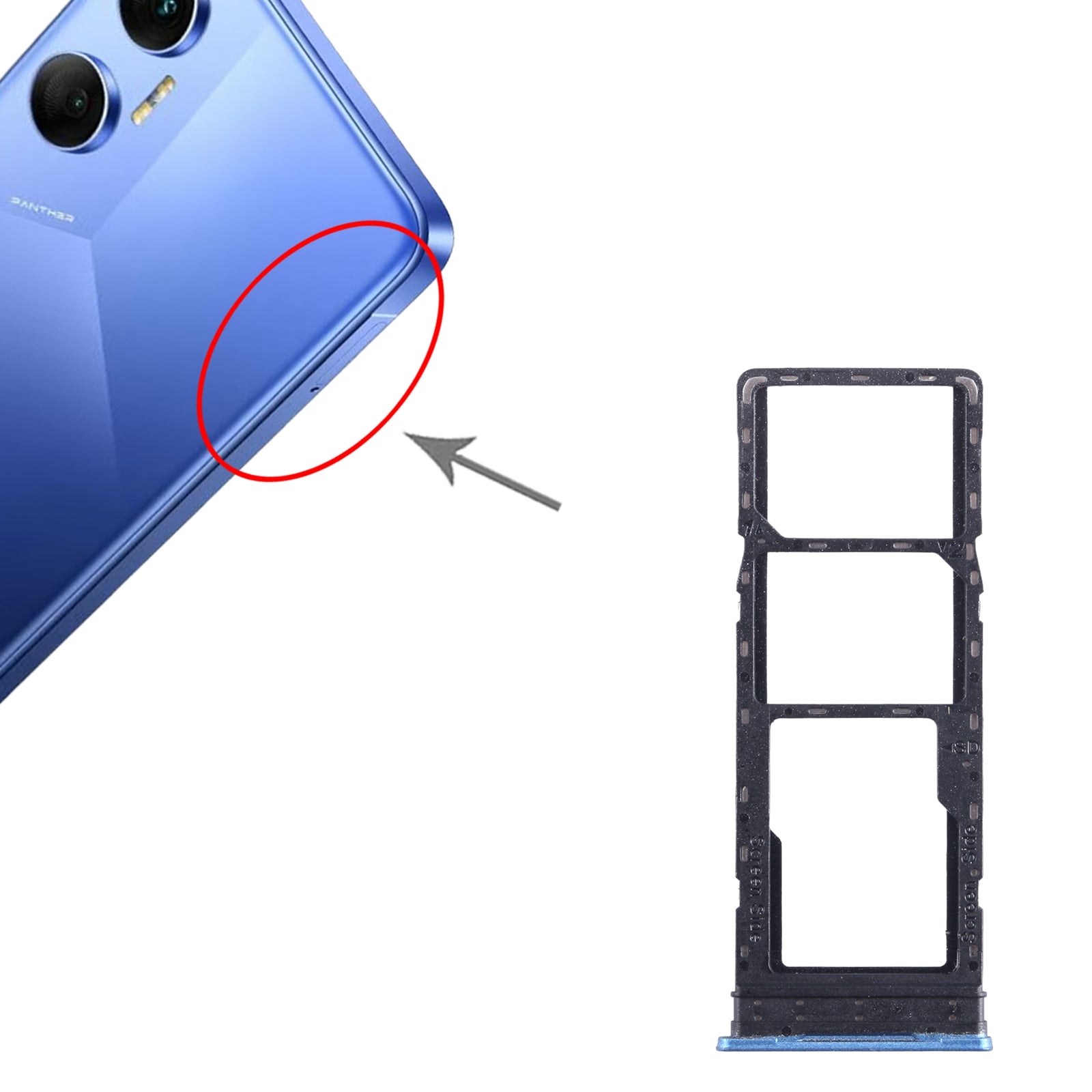 For-Tecno-Pova-Neo-SIM-Card-Tray-+-SIM-Card-Tray-+-Micro-SD-Card-Tray-(Blue)