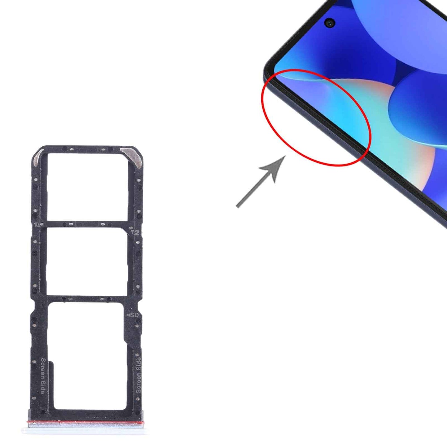For-Tecno-Spark-10-Pro-KI7-SIM-Card-Tray-+-SIM-Card-Tray-+-Micro-SD-Card-Tray-(White)