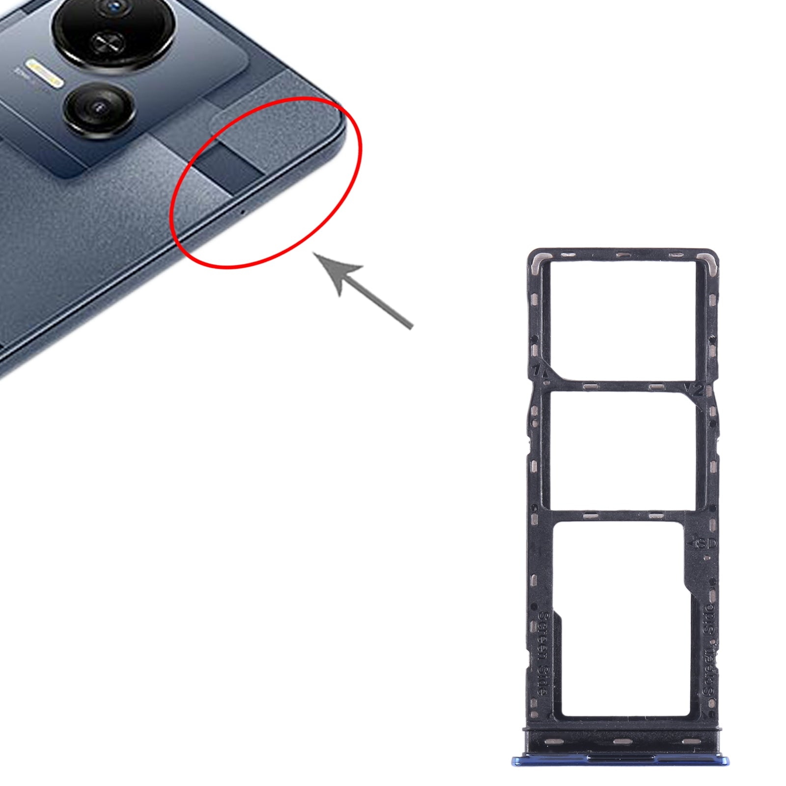 For-Tecno-Spark-10-SIM-Card-Tray-+-SIM-Card-Tray-+-Micro-SD-Card-Tray-(Blue)