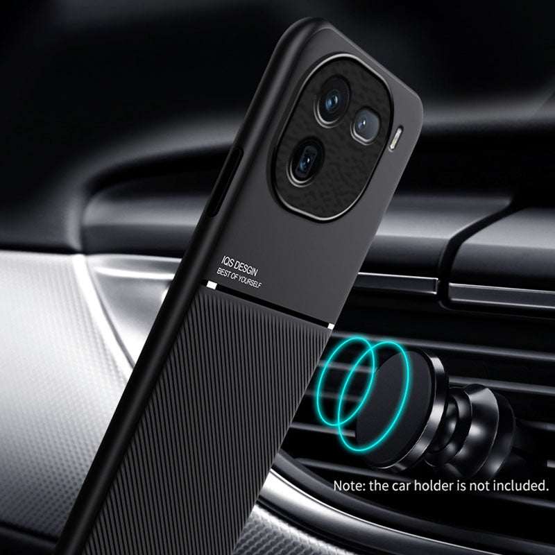 For-vivo-iQOO-12-Classic-Tilt-Strip-Grain-Magnetic-PC-Hybrid-TPU-Phone-Case(Blue)