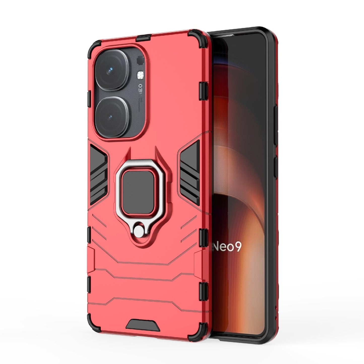 For-vivo-iQOO-Neo9-Pro-/-Neo9-Shockproof-PC-+-TPU-Holder-Phone-Case(Red)