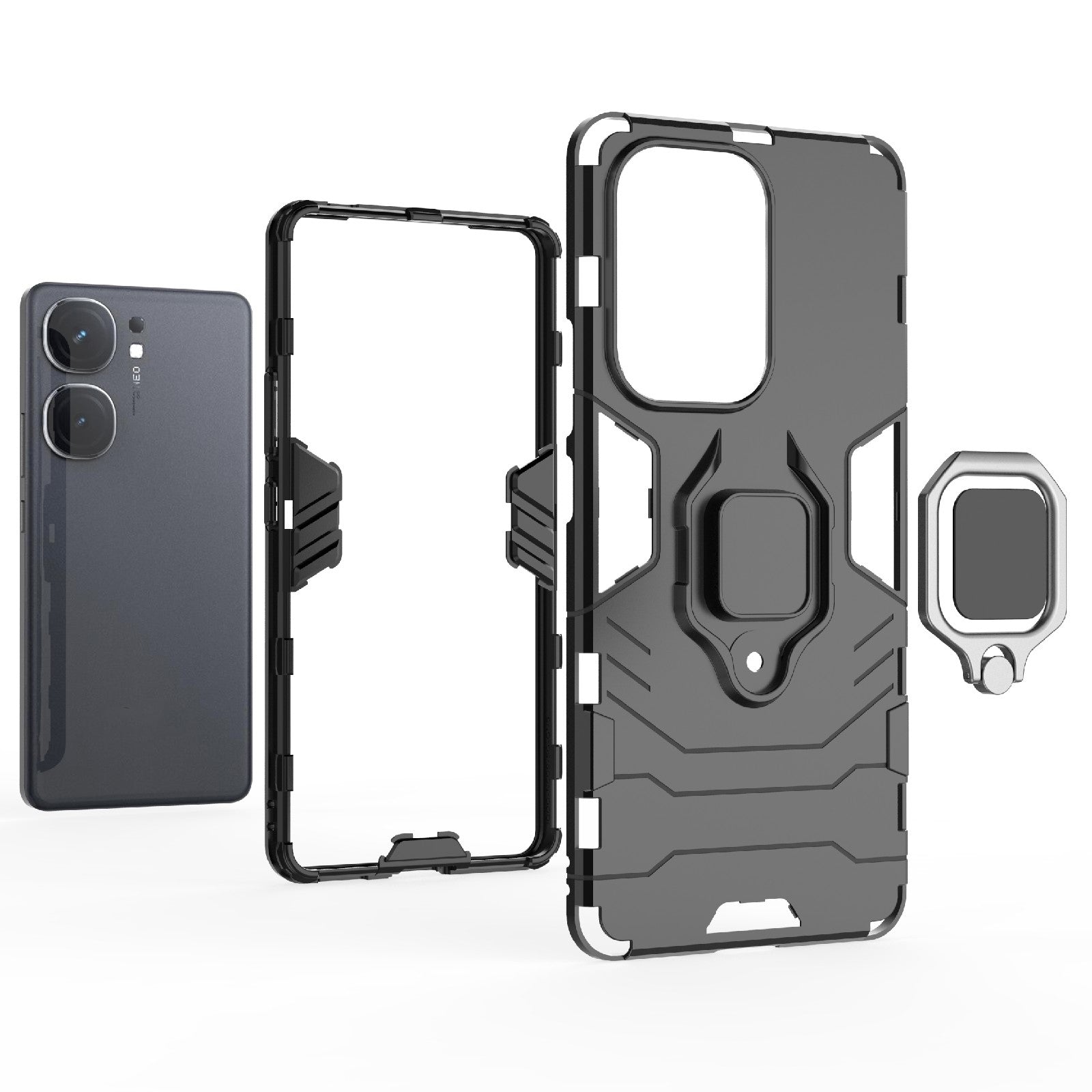 For-vivo-iQOO-Neo9-Pro-/-Neo9-Shockproof-PC-+-TPU-Holder-Phone-Case(Red)