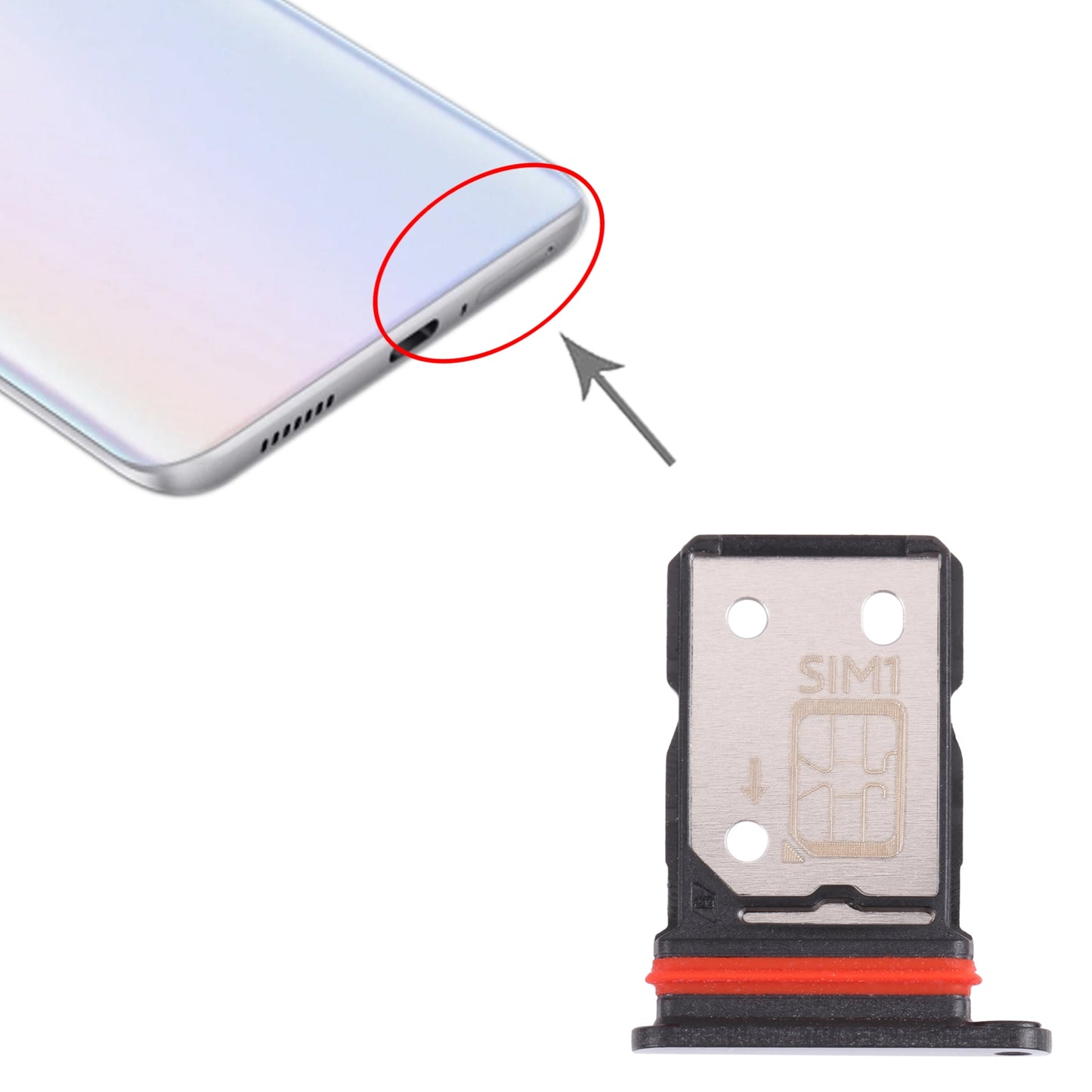 For-vivo-iQOO-Z5-SIM-Card-Tray-+-SIM-Card-Tray-(Black)