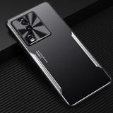 For-vivo-iQOO-Neo7-Blade-Series-TPU-+-Alloy-Protective-Phone-Case(Black-+-Silver)