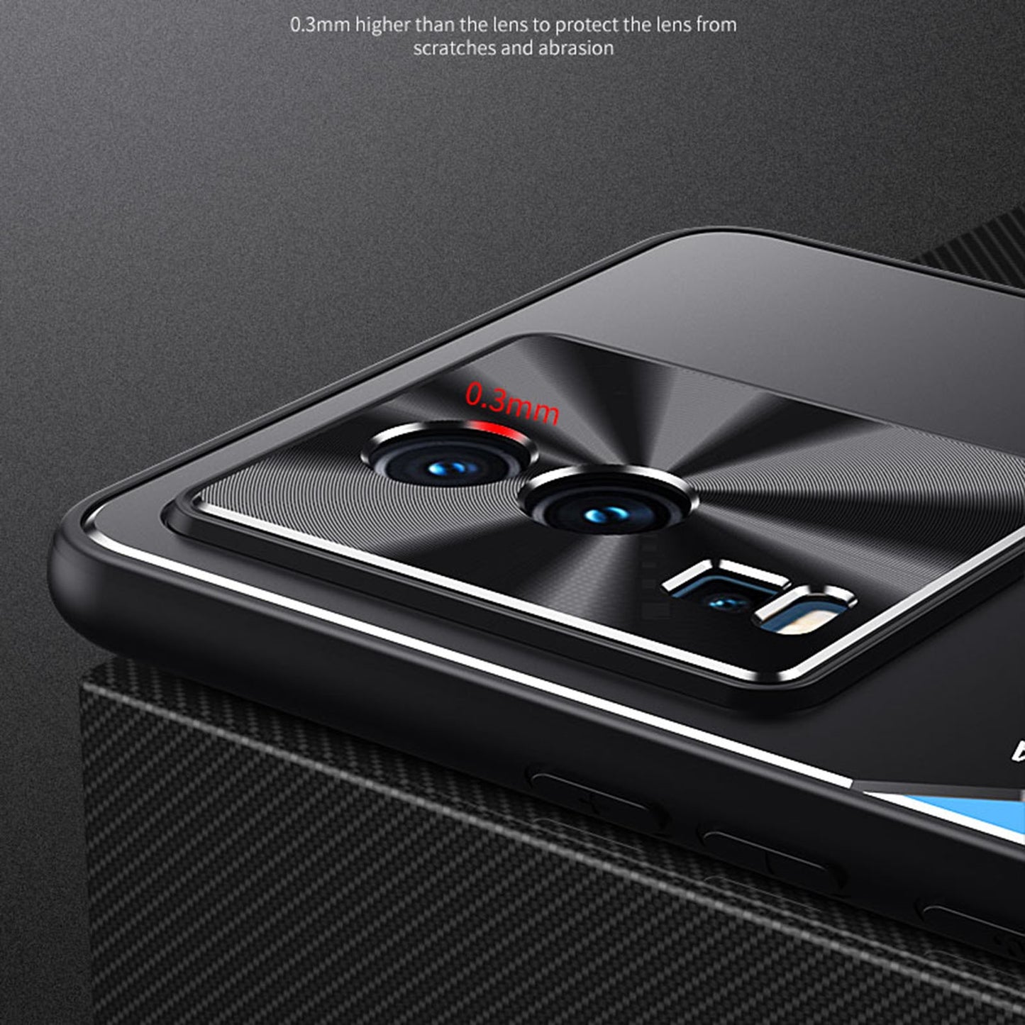 For-vivo-iQOO-Neo7-Blade-Series-TPU-+-Alloy-Protective-Phone-Case(Black-+-Silver)