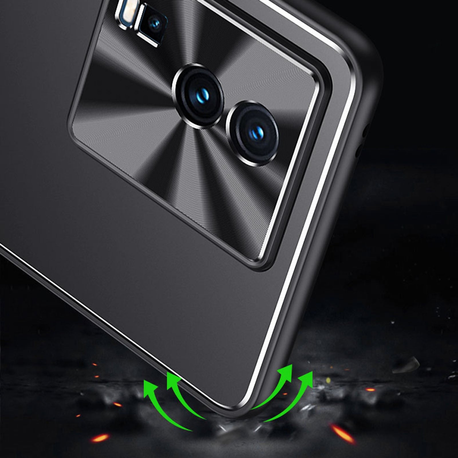 For-vivo-iQOO-Neo7-Blade-Series-TPU-+-Alloy-Protective-Phone-Case(Black-+-Silver)