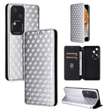 For-vivo-S18-5G-/-V30-Cubic-Grid-Texture-Flip-Leather-Phone-Case(Silver)