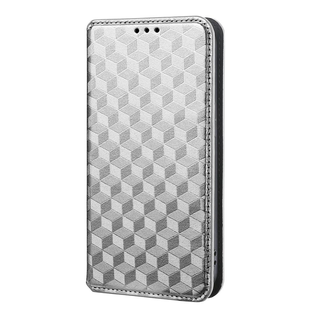 For-vivo-S18-5G-/-V30-Cubic-Grid-Texture-Flip-Leather-Phone-Case(Silver)