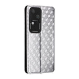 For-vivo-S18-5G-/-V30-Cubic-Grid-Texture-Flip-Leather-Phone-Case(Silver)
