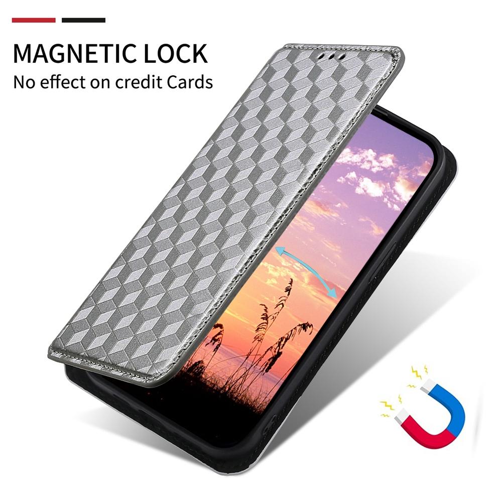For-vivo-S18-5G-/-V30-Cubic-Grid-Texture-Flip-Leather-Phone-Case(Silver)
