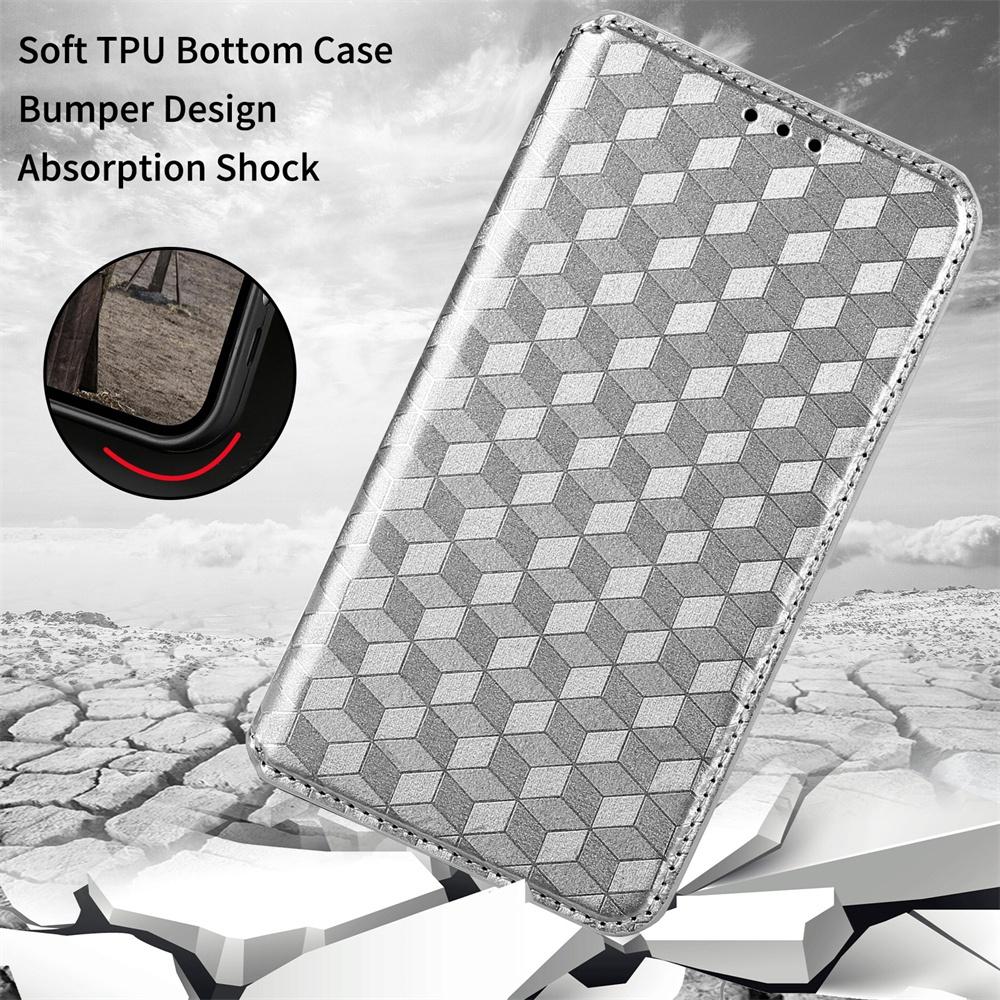 For-vivo-S18-5G-/-V30-Cubic-Grid-Texture-Flip-Leather-Phone-Case(Silver)