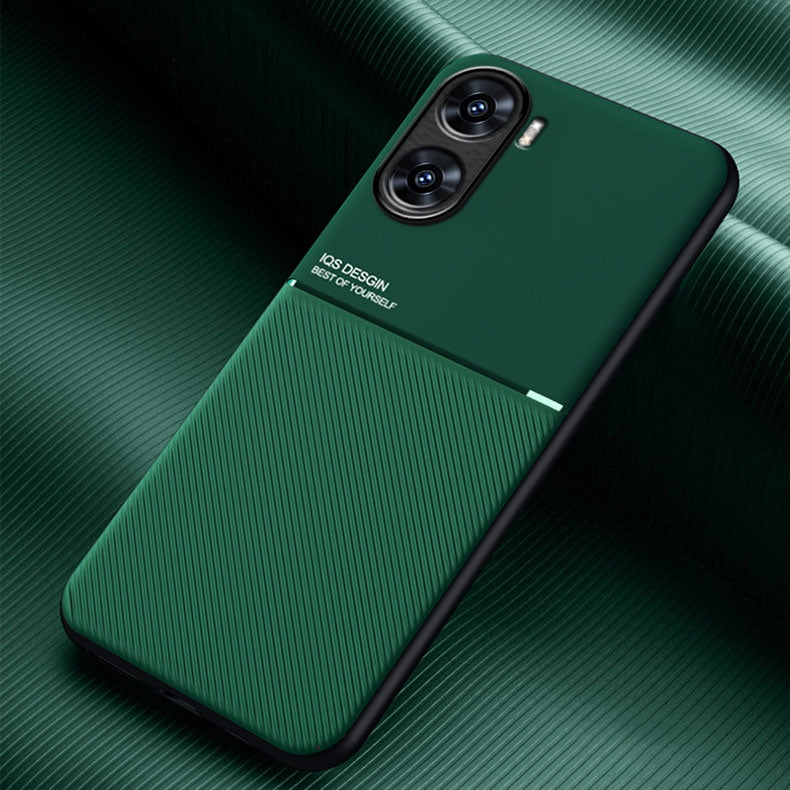 For-vivo-V29e-Classic-Tilt-Strip-Grain-Magnetic-PC-Hybrid-TPU-Phone-Case(Green)