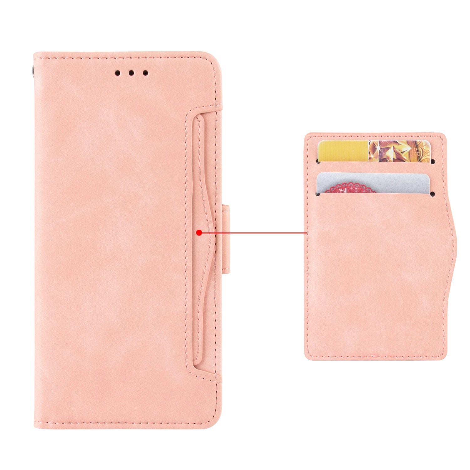 For-vivo-V30e-5G-/-V40-Lite-5G-Skin-Feel-Calf-Texture-Card-Slots-Leather-Phone-Case(Pink)