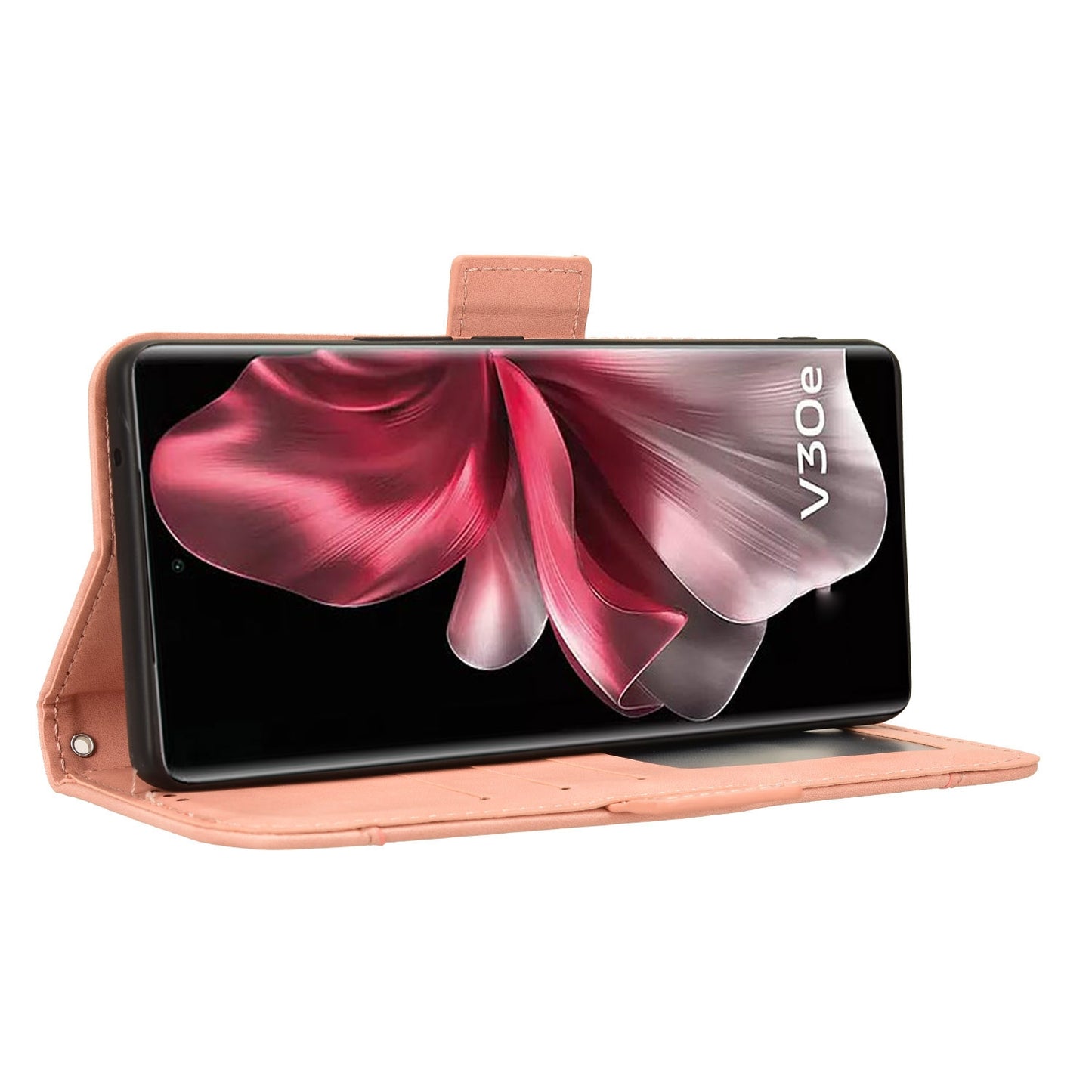 For-vivo-V30e-5G-/-V40-Lite-5G-Skin-Feel-Calf-Texture-Card-Slots-Leather-Phone-Case(Pink)