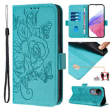 For-vivo-V50-5G-Global-Embossed-Rose-RFID-Anti-theft-Leather-Phone-Case(Light-Blue)