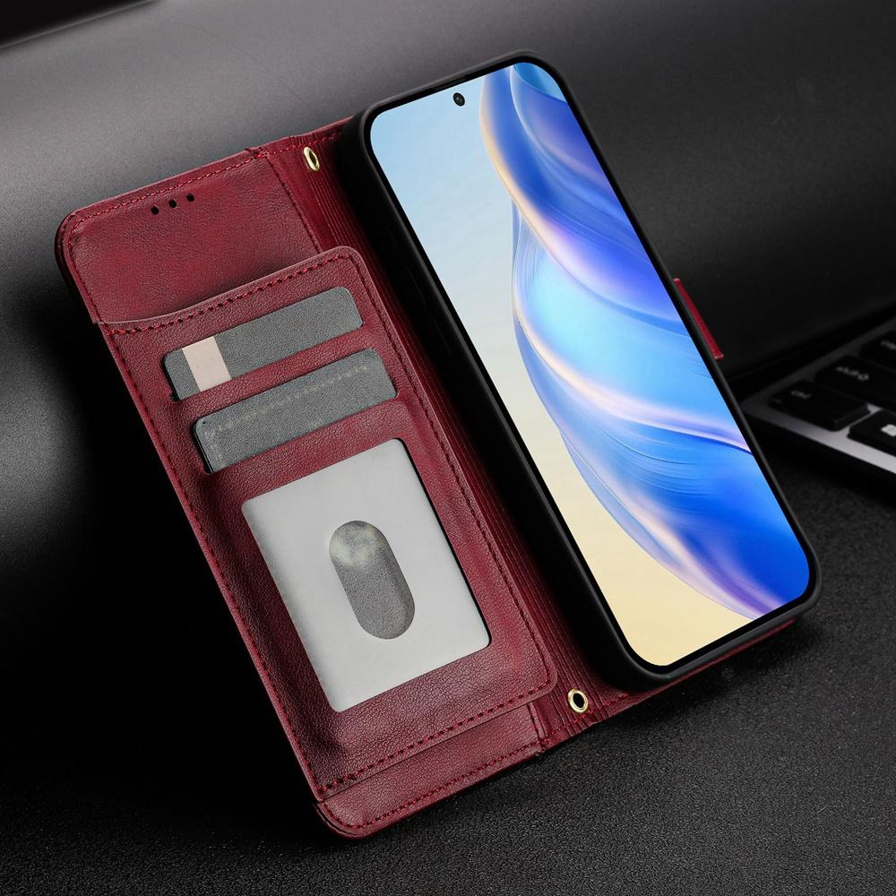 For-vivo-V50-Lite-5G-Multi-Card-Slots-Zipper-Wallet-Leather-Phone-Case(Dark-Red)