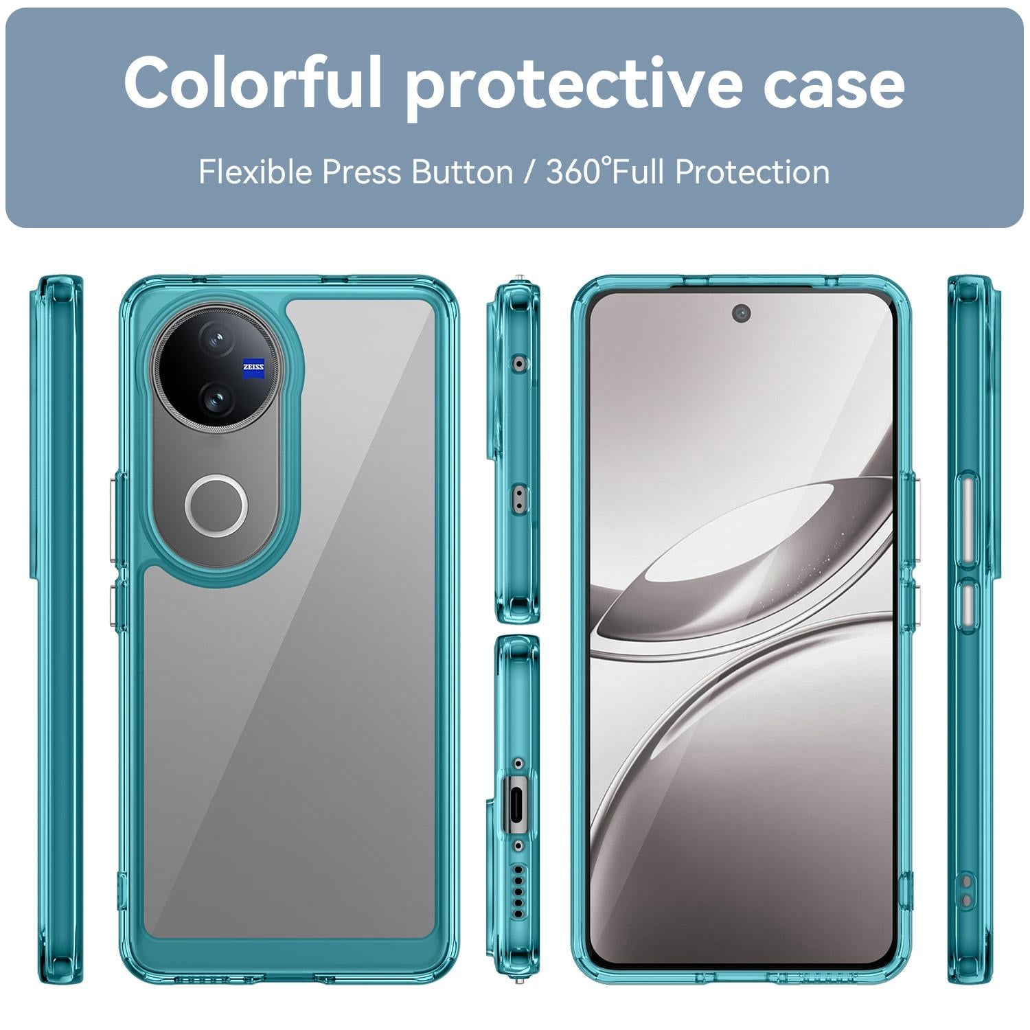For-vivo-V50-Colorful-Series-Acrylic-Hybrid-TPU-Phone-Case(Transparent-Blue)