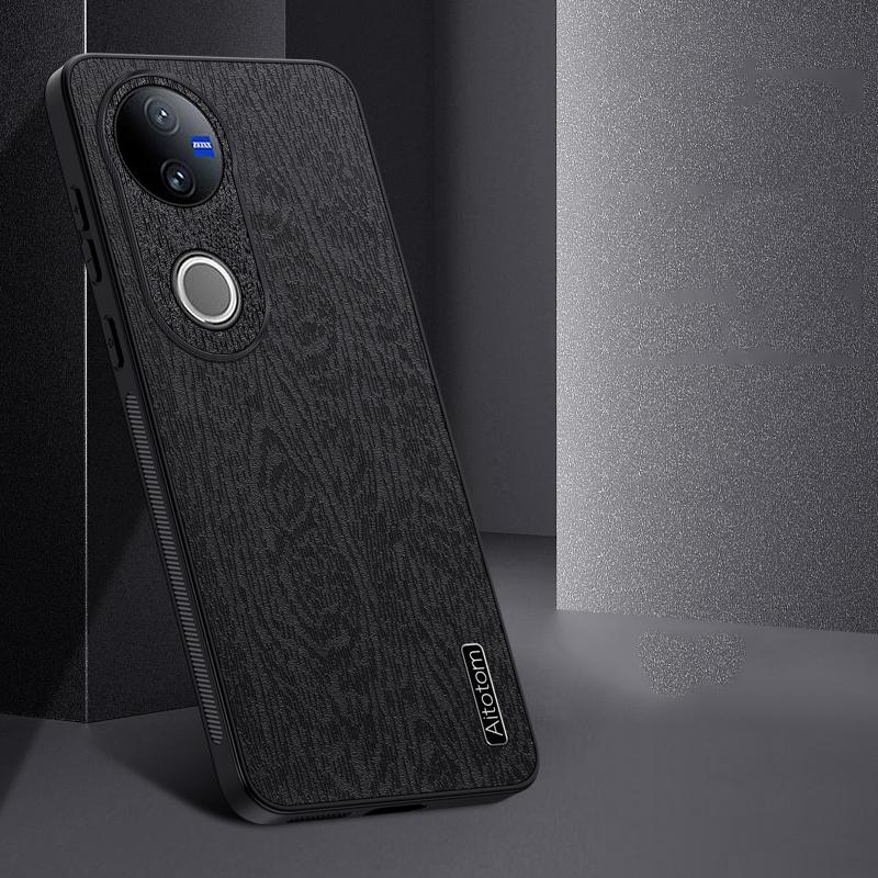 For-vivo-V50-Tree-Bark-Leather-Shockproof-Phone-Case(Grey)