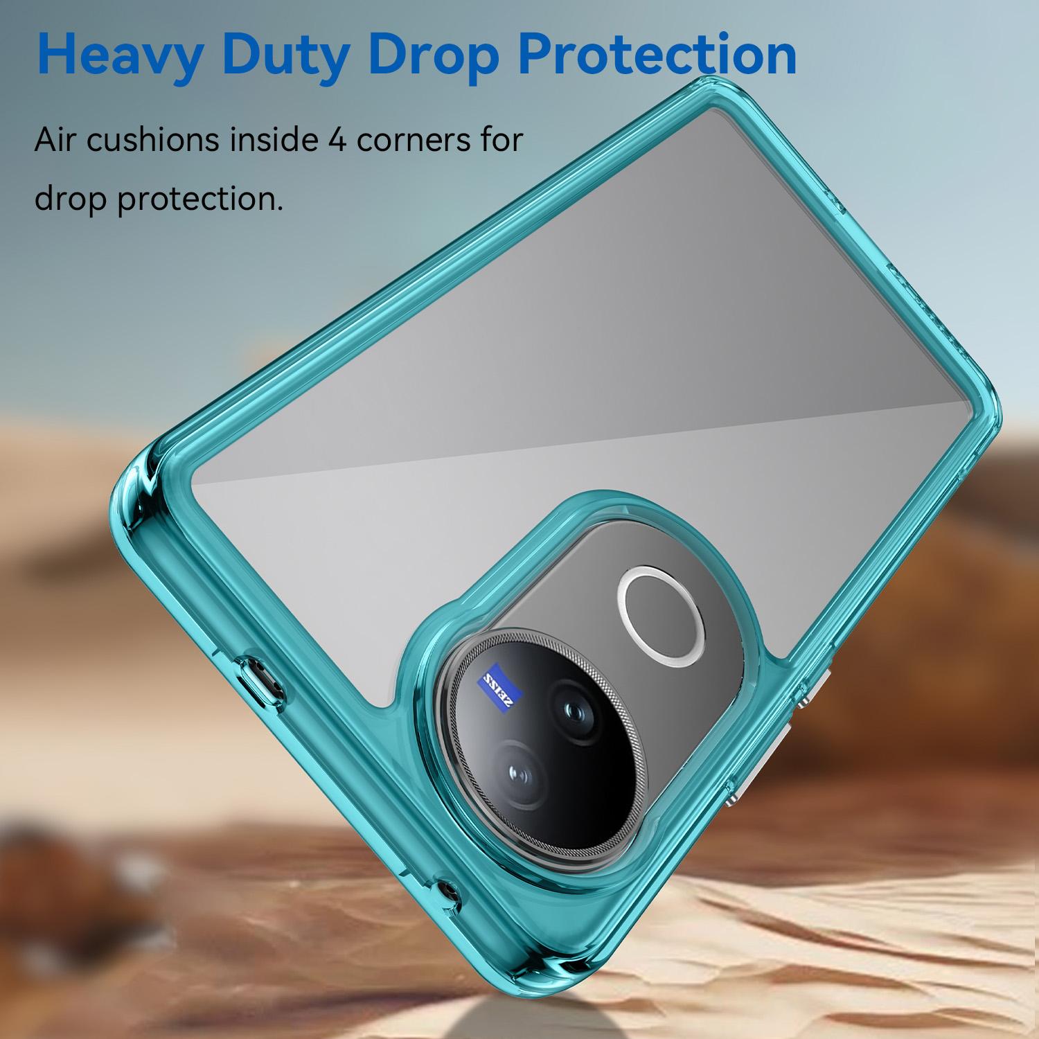 For-vivo-V50-Colorful-Series-Acrylic-Hybrid-TPU-Phone-Case(Transparent-Blue)