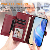 For-vivo-V50-Lite-5G-Multi-Card-Slots-Zipper-Wallet-Leather-Phone-Case(Dark-Red)