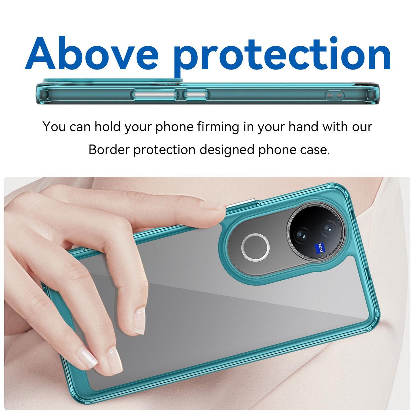 For-vivo-V50-Colorful-Series-Acrylic-Hybrid-TPU-Phone-Case(Transparent-Blue)