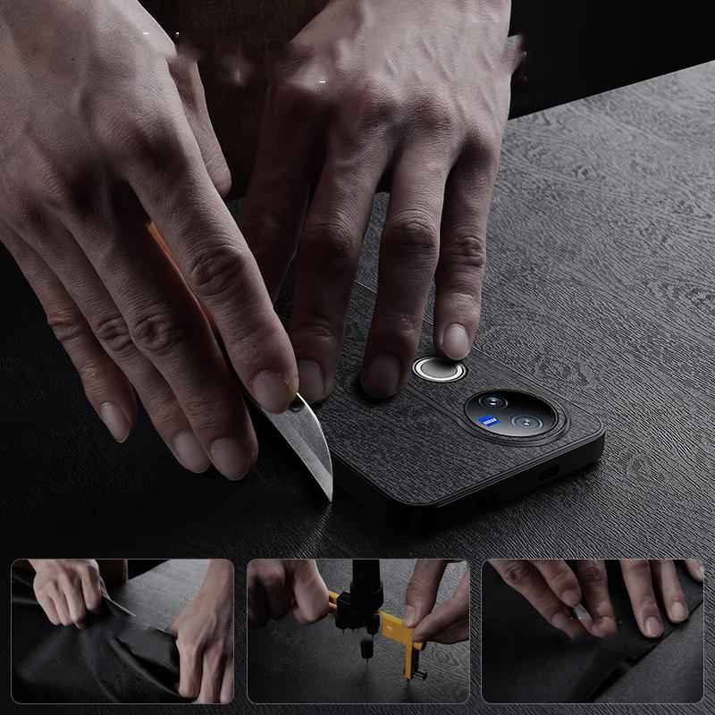 For-vivo-V50-Tree-Bark-Leather-Shockproof-Phone-Case(Grey)
