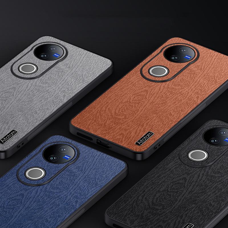 For-vivo-V50-Tree-Bark-Leather-Shockproof-Phone-Case(Grey)