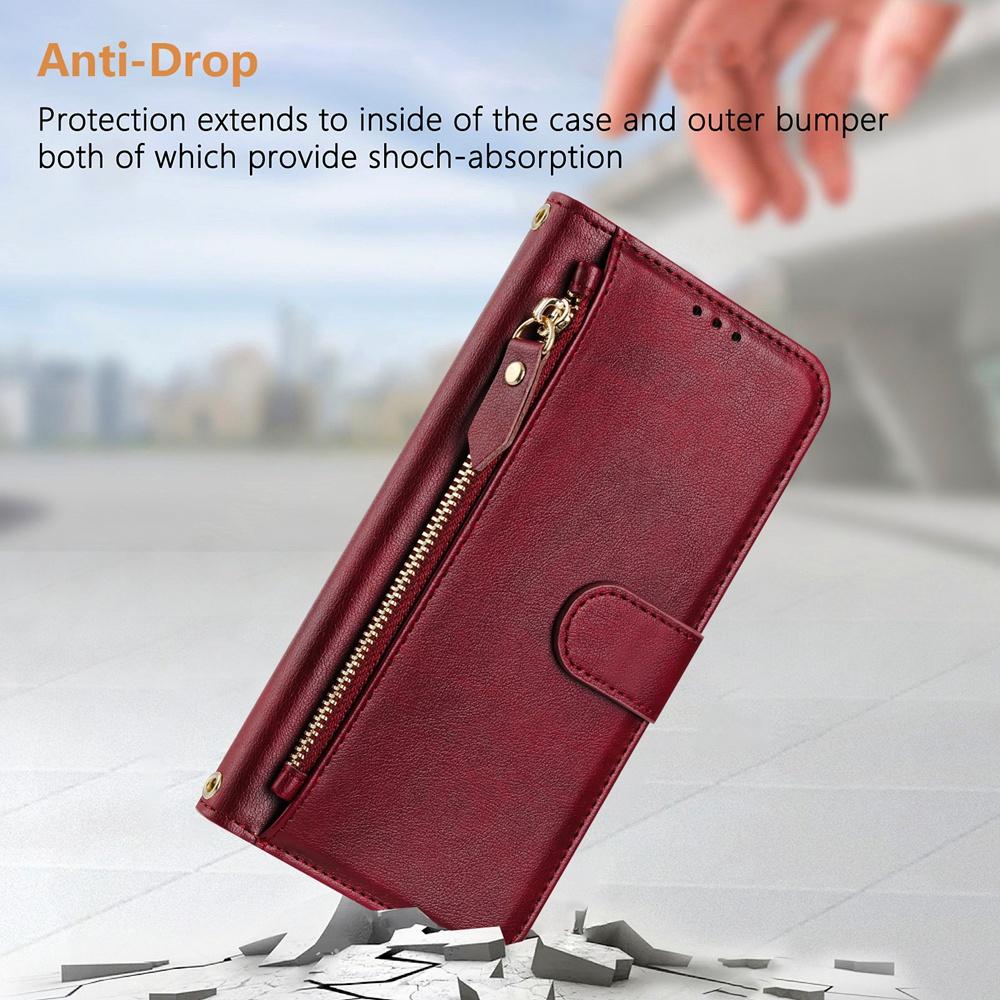 For-vivo-V50-Lite-5G-Multi-Card-Slots-Zipper-Wallet-Leather-Phone-Case(Dark-Red)