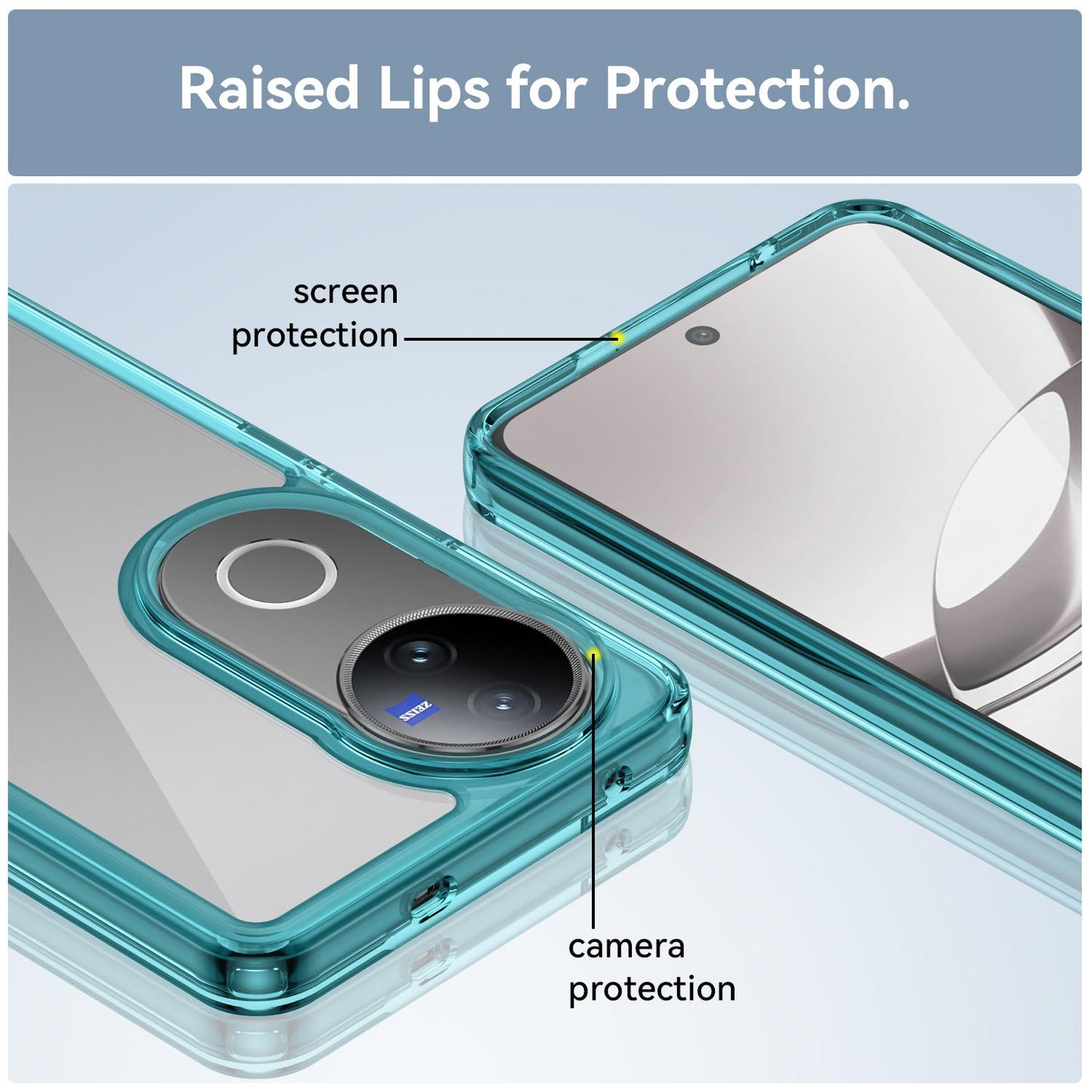 For-vivo-V50-Colorful-Series-Acrylic-Hybrid-TPU-Phone-Case(Transparent-Blue)