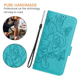For-vivo-V50-5G-Global-Embossed-Rose-RFID-Anti-theft-Leather-Phone-Case(Light-Blue)