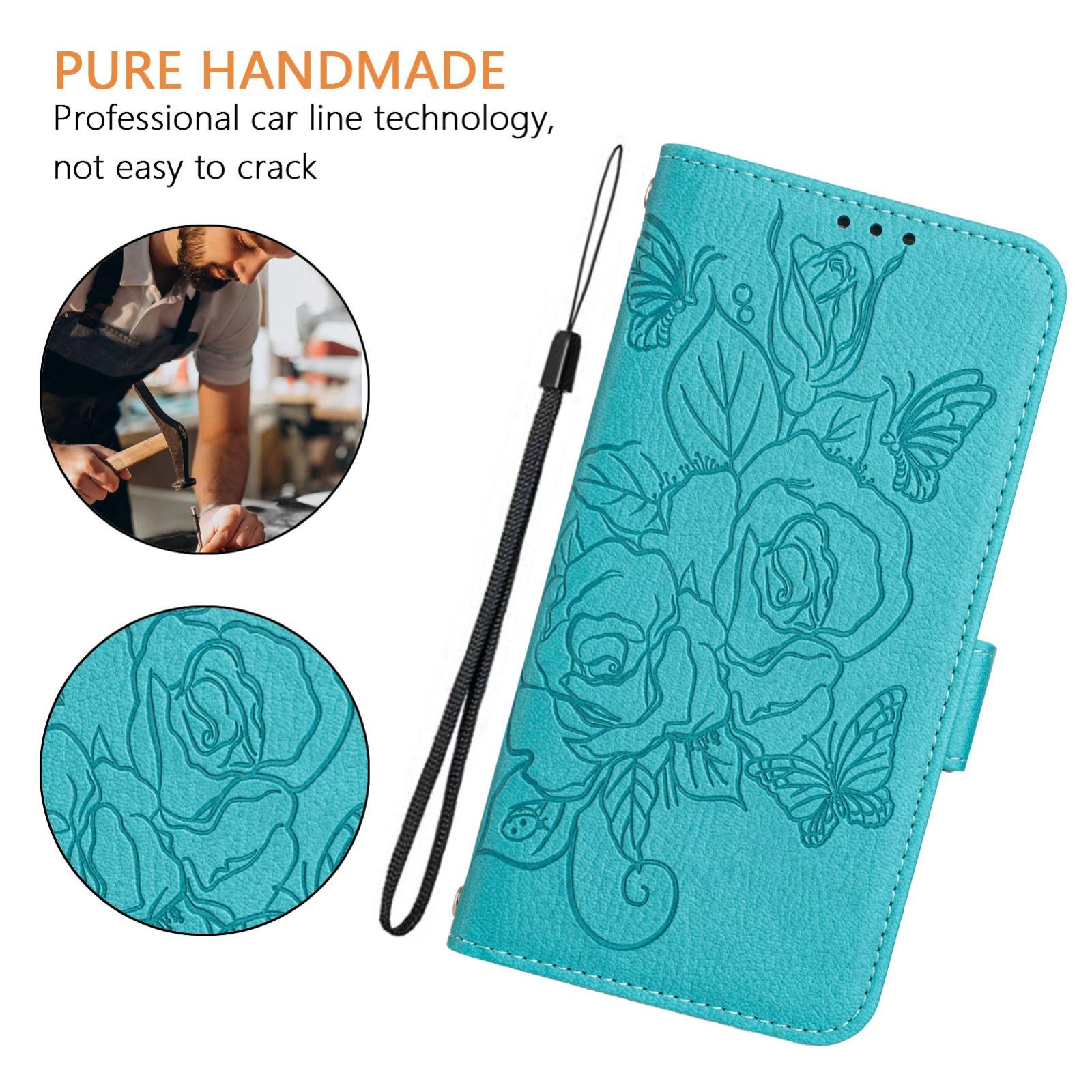 For-vivo-V50-5G-Global-Embossed-Rose-RFID-Anti-theft-Leather-Phone-Case(Light-Blue)
