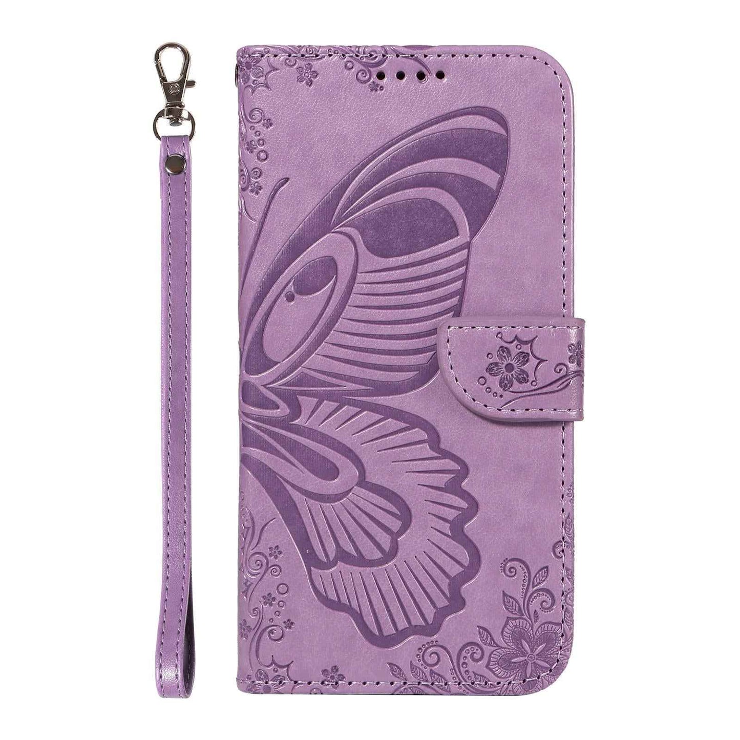 For-vivo-V50-5G-Global-Swallowtail-Butterfly-Embossed-Leather-Phone-Case(Purple)