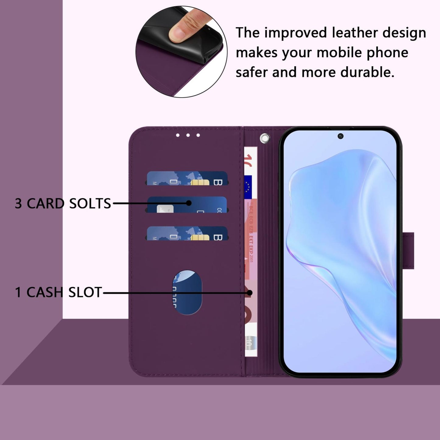 For-vivo-V50-Lite-5G-Skin-Feel-Solid-Color-Leather-Phone-Case-with-Lanyard(Violet)