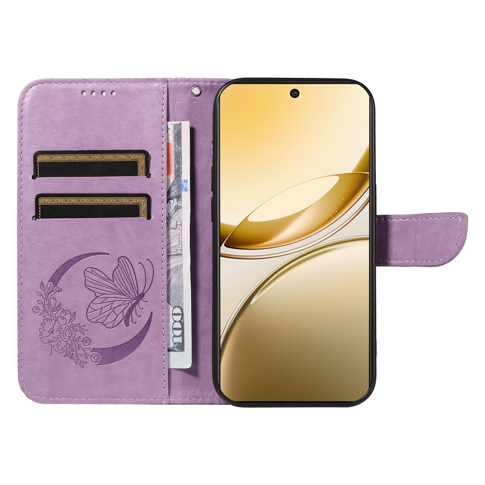 For-vivo-V50-5G-Global-Swallowtail-Butterfly-Embossed-Leather-Phone-Case(Purple)