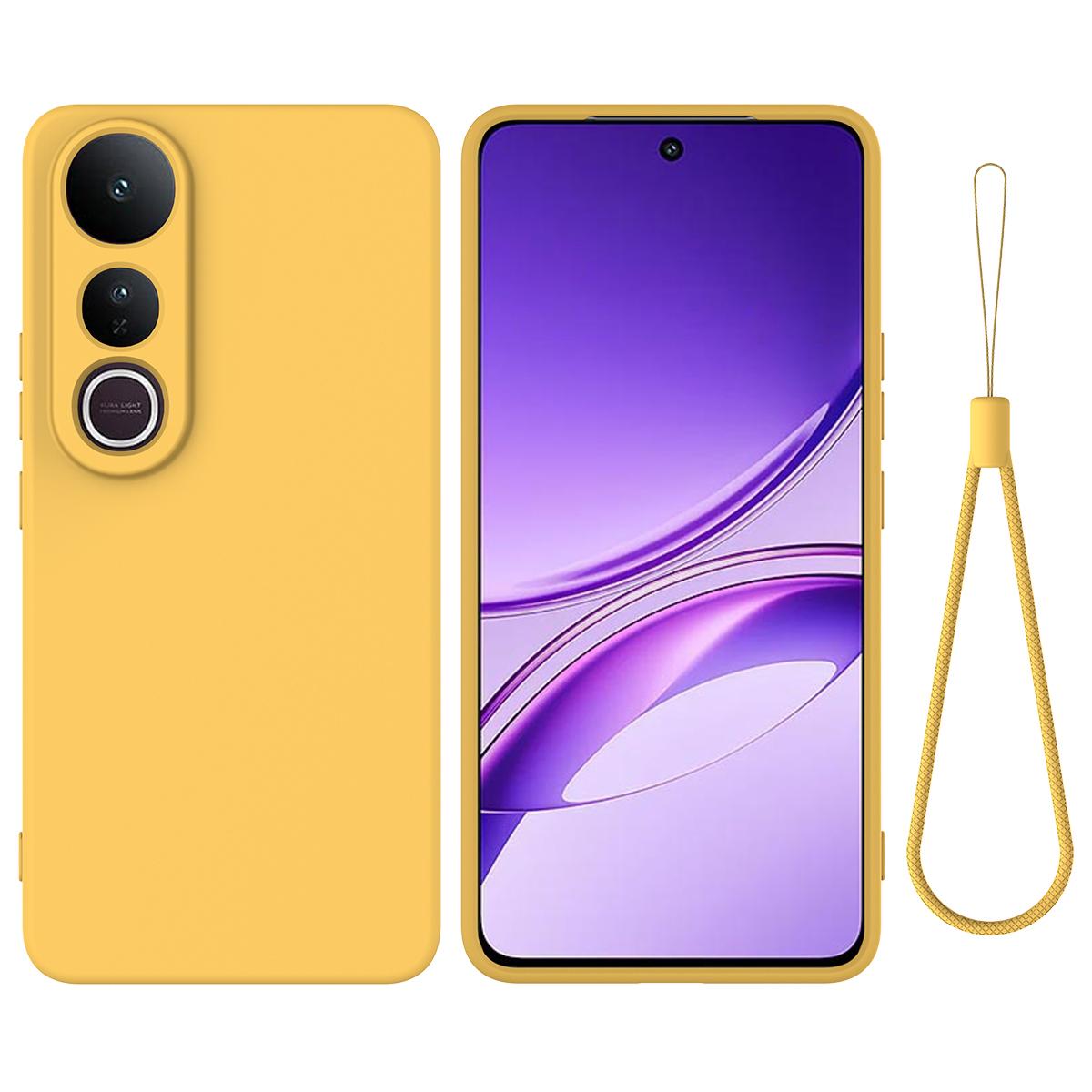 For-vivo-V50-Lite-4G-/-5G-Solid-Color-Liquid-Silicone-Dropproof-Full-Coverage-Phone-Case(Yellow)