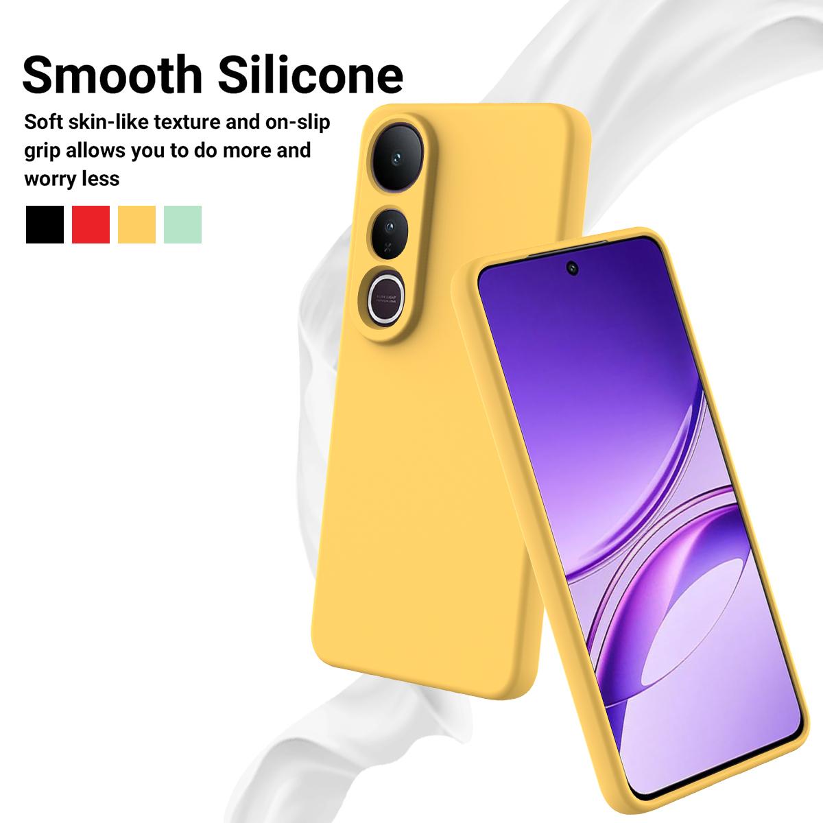 For-vivo-V50-Lite-4G-/-5G-Solid-Color-Liquid-Silicone-Dropproof-Full-Coverage-Phone-Case(Yellow)