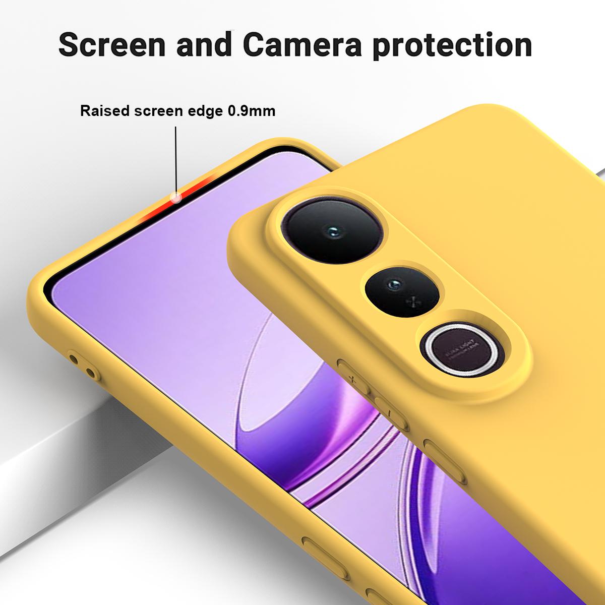 For-vivo-V50-Lite-4G-/-5G-Solid-Color-Liquid-Silicone-Dropproof-Full-Coverage-Phone-Case(Yellow)