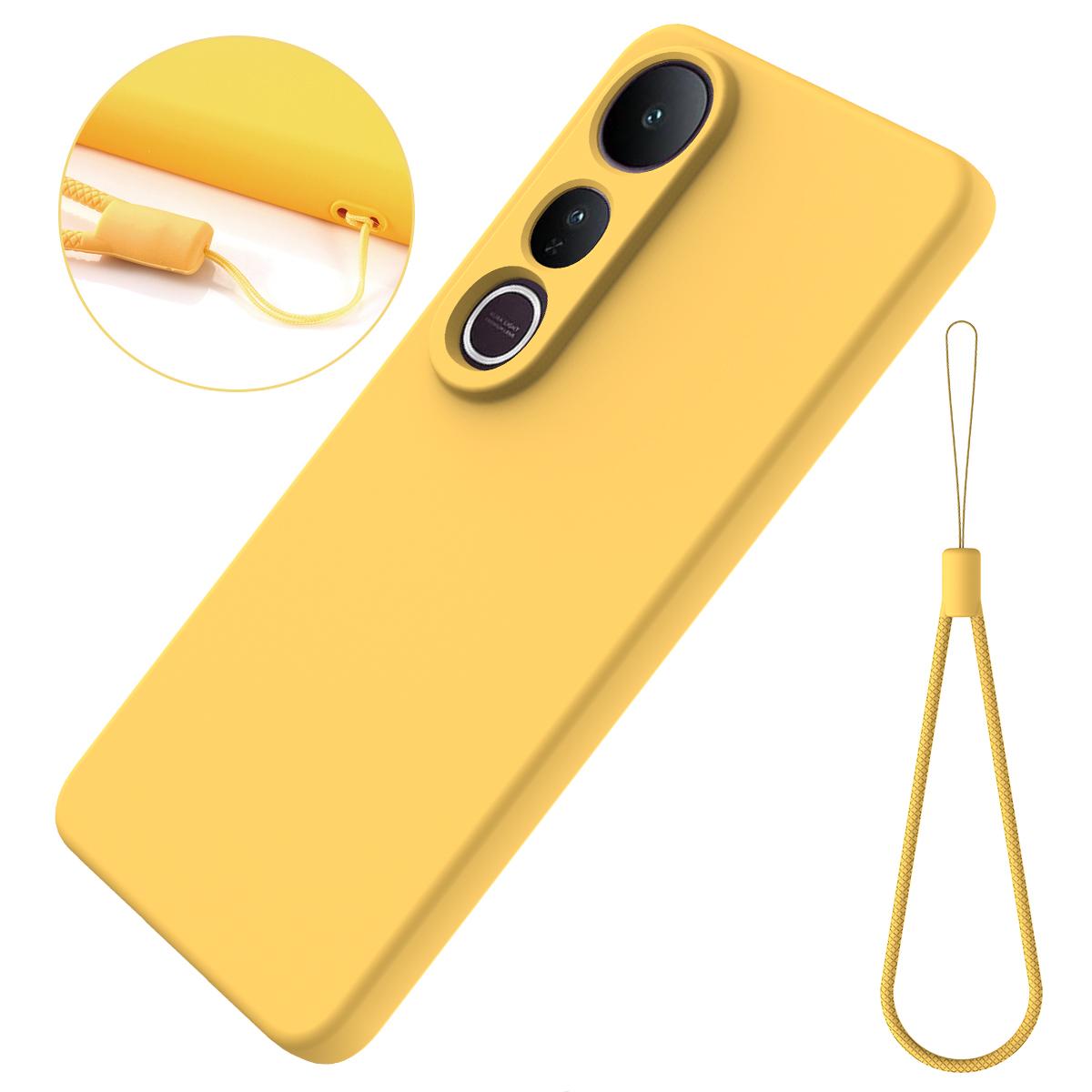 For-vivo-V50-Lite-4G-/-5G-Solid-Color-Liquid-Silicone-Dropproof-Full-Coverage-Phone-Case(Yellow)